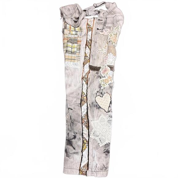 Handmade Up-cycled Magnolia Pearl inspired quilted Miner Overalls NWT - Picture 7 of 16